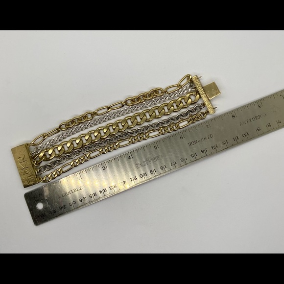 Silpada KR chunky brass silver and gold tone bracelet - Picture 5 of 6